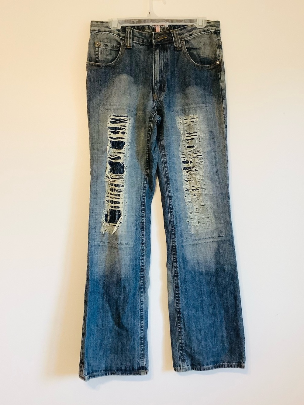 Redsquad Men’s Distressed Beat-up Rip Trend Punk Skater Y2K Denim Jeans Sz.31